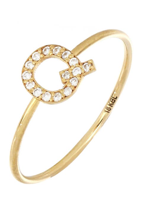 18K Yellow Gold Pave Diamond Initial Ring - Multiple Letters Available (Nordstrom Exclusive)