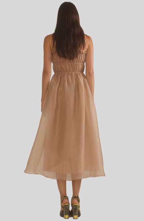 Cynthia Rowley Strapless Buckle-embellished Midi Dress In Camel
