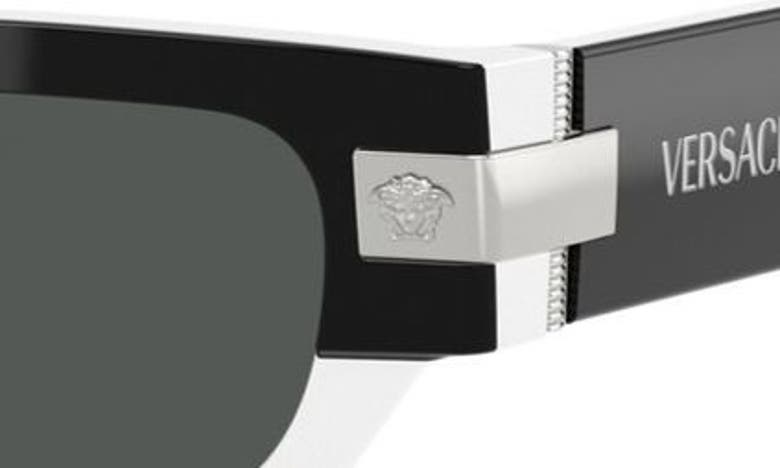 Shop Versace 53mm Rectangular Sunglasses In Dark Grey