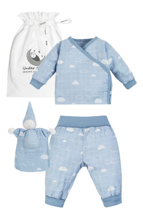Under the Nile Organic Cotton Muslin Two-Piece Pajama & Toy Set in Blue at Nordstrom