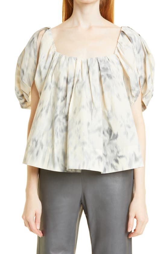 REBECCA TAYLOR BUBBLE SLEEVE FLOUNCE TOP 