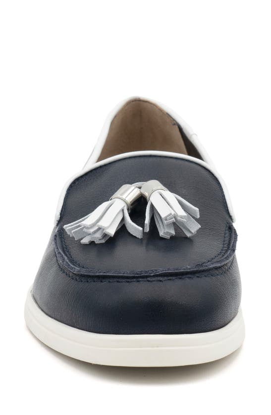 Shop Amalfi By Rangoni Rampichino Tassel Loafer In Navy / White - Silver Acc