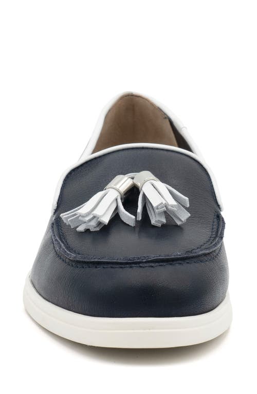 Amalfi By Rangoni Rampichino Tassel Loafer In Navy/white - Silver Acc