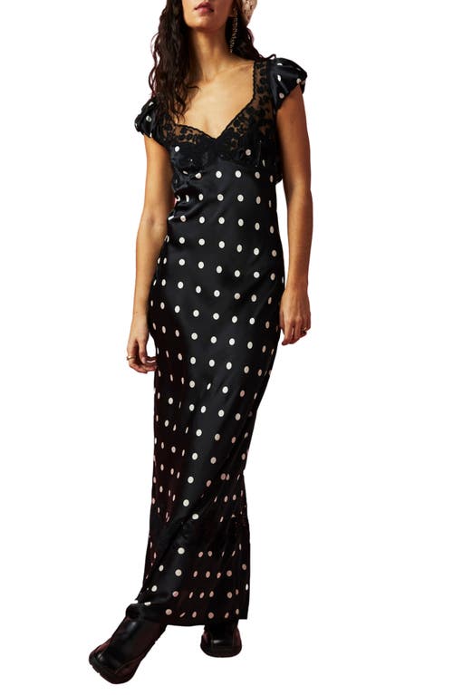 Free People Butterfly Babe Polka Dot Cutout Maxi Dress in Black And White Comb