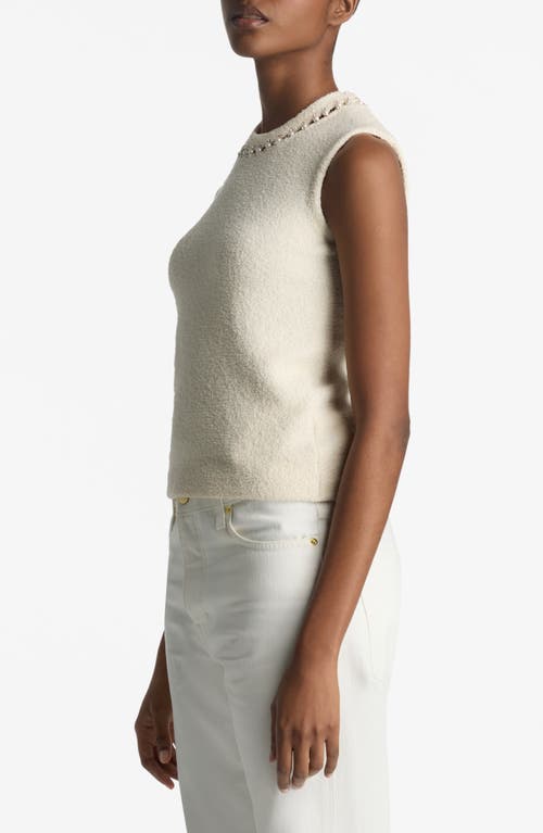 Shop St John St. John Collection Embellished Stretch Micro Bouclé Shell In Ecru