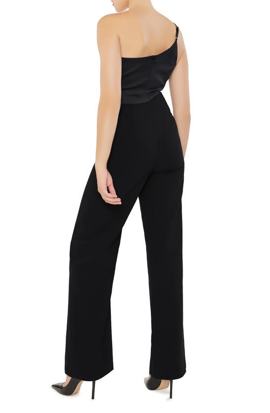 Likely Yara One-shoulder Satin Jumpsuit In Black