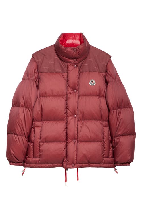 Shop Moncler Verone Convertible Down Puffer Jacket In Dark Red