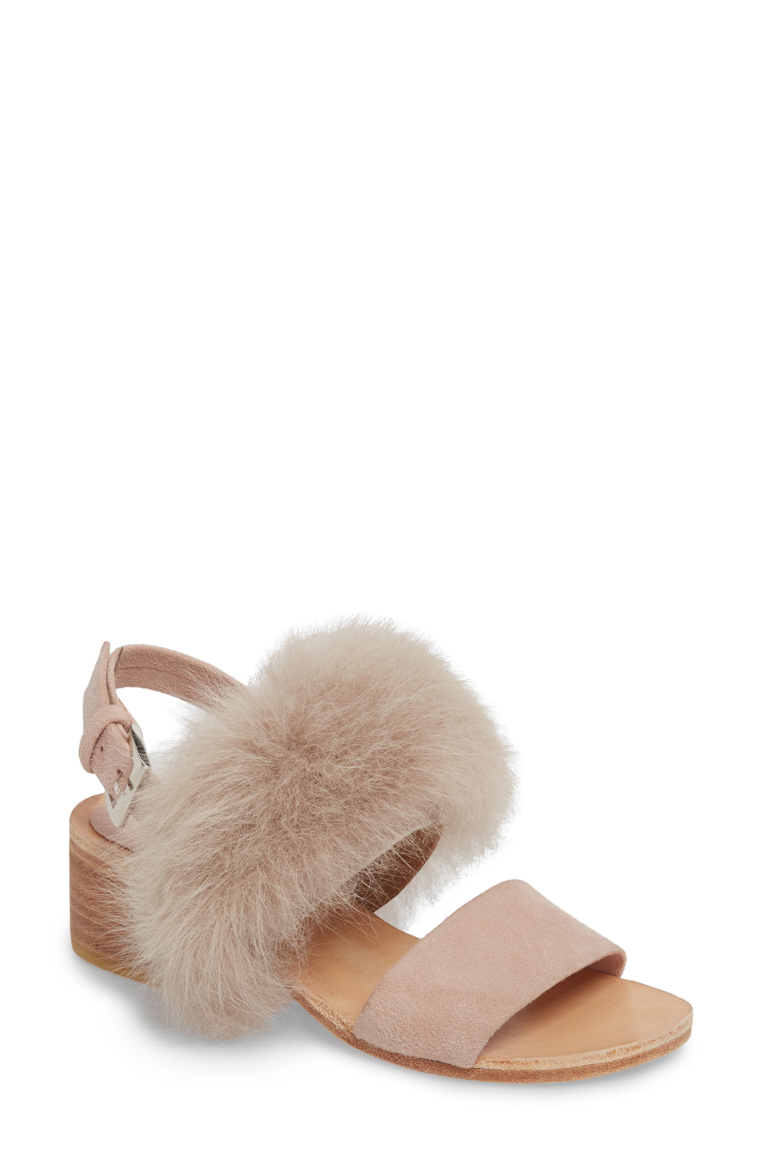 Huma Blanco Clemence Genuine Alpaca Fur Sandal, Pink