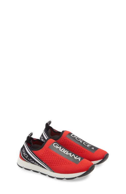 Dolce & Gabbana Dolce&gabbana Logo Knit Slip-on Sneaker In Red/black