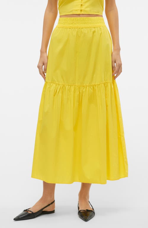 VERO MODA Tiered Maxi Skirt Lemon Zest at Nordstrom,