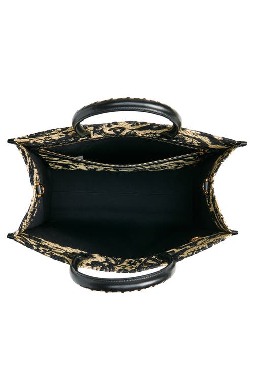 Shop Versace Large Barocco Floral Raffia Tote In Multicolor Black- Gold