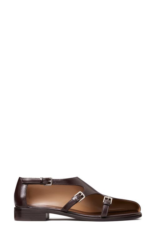 Shop Tory Burch Double Monk Strap Shoe In Dark Umber