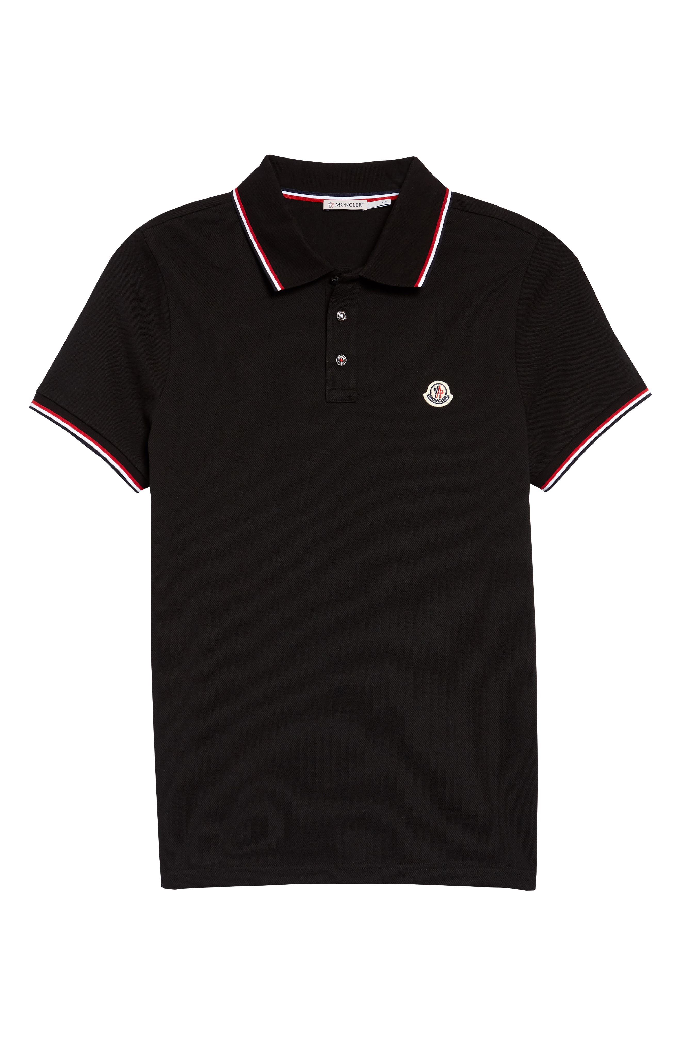 Moncler Black Short Sleeve Piqué Polo 