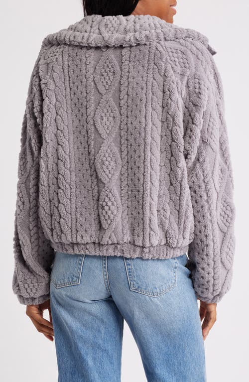 Thread & Supply Cable Stitch Fleece Jacket In Lilac Grey