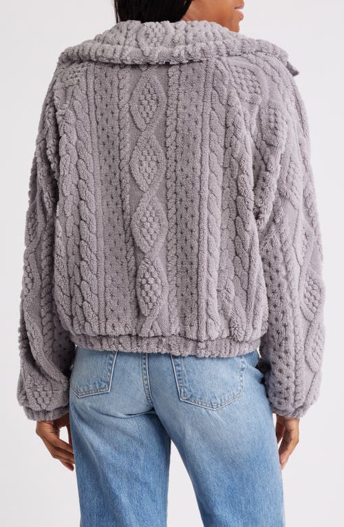 Shop Thread & Supply Cable Stitch Fleece Jacket In Lilac Grey