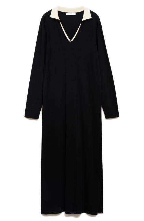 MANGO MANGO CONTRAST COLLAR LONG SLEEVE KNIT DRESS 