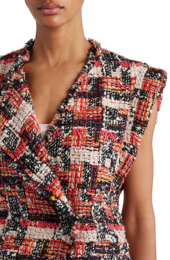 Shop Isabel Marant Djiroy Cap Sleeve Tweed Wrap Top In Shell Pink/ Ecru