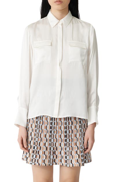 Click to view more detailed imagery on our partner's website Maje Button-up Silk Shirt In White