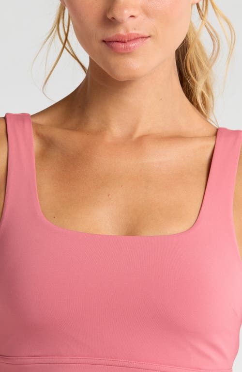 Shop Zella Luxe Lite Squared Up Sports Bra In Pink Mauve