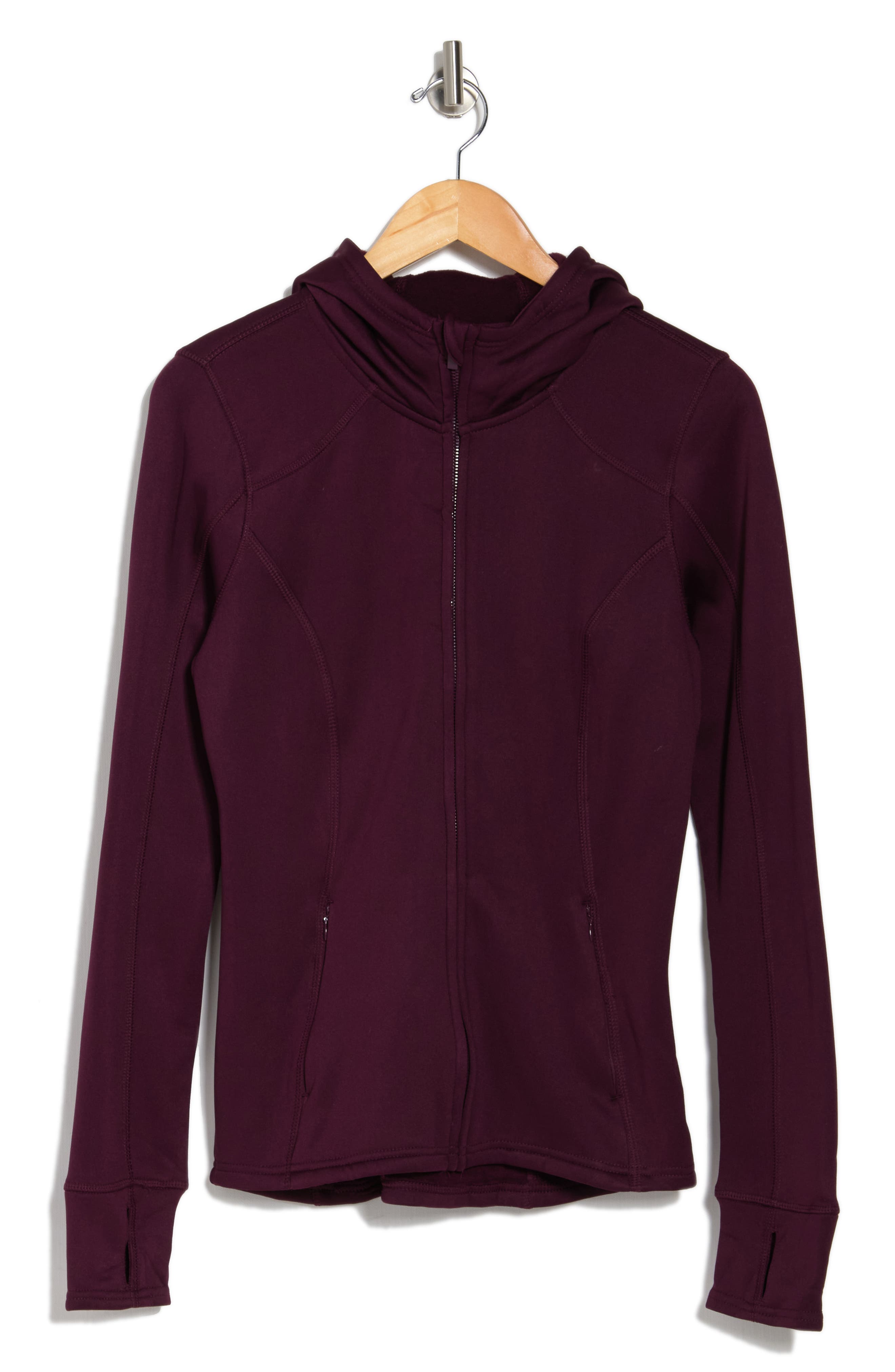 90 Degree By Reflex Scuba Fleece Thumbhole Cuff Zip Hoodie In