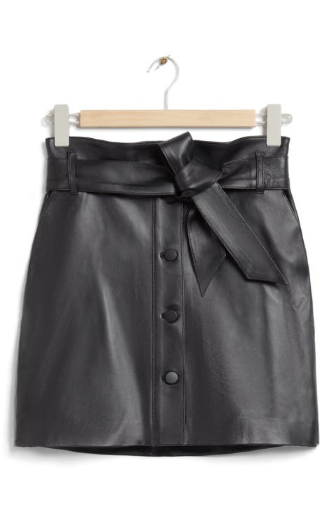  Women's High Waisted Genuine Leather Midi Skirt Flared Skater  Real Leather Skirt Black (Black, X-Small) : Clothing, Shoes & Jewelry