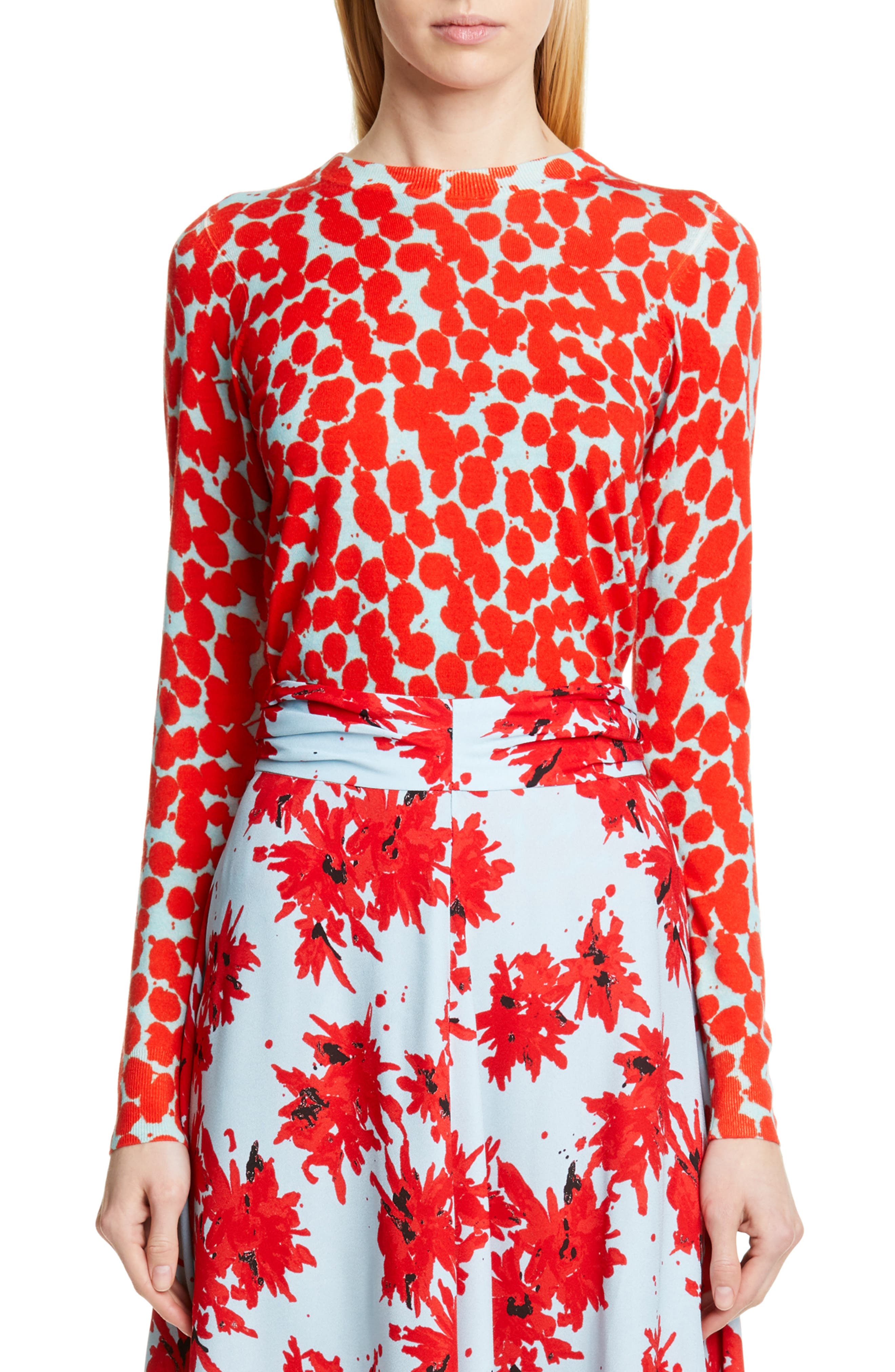 Proenza Schouler Dot Merino Wool Sweater, Red