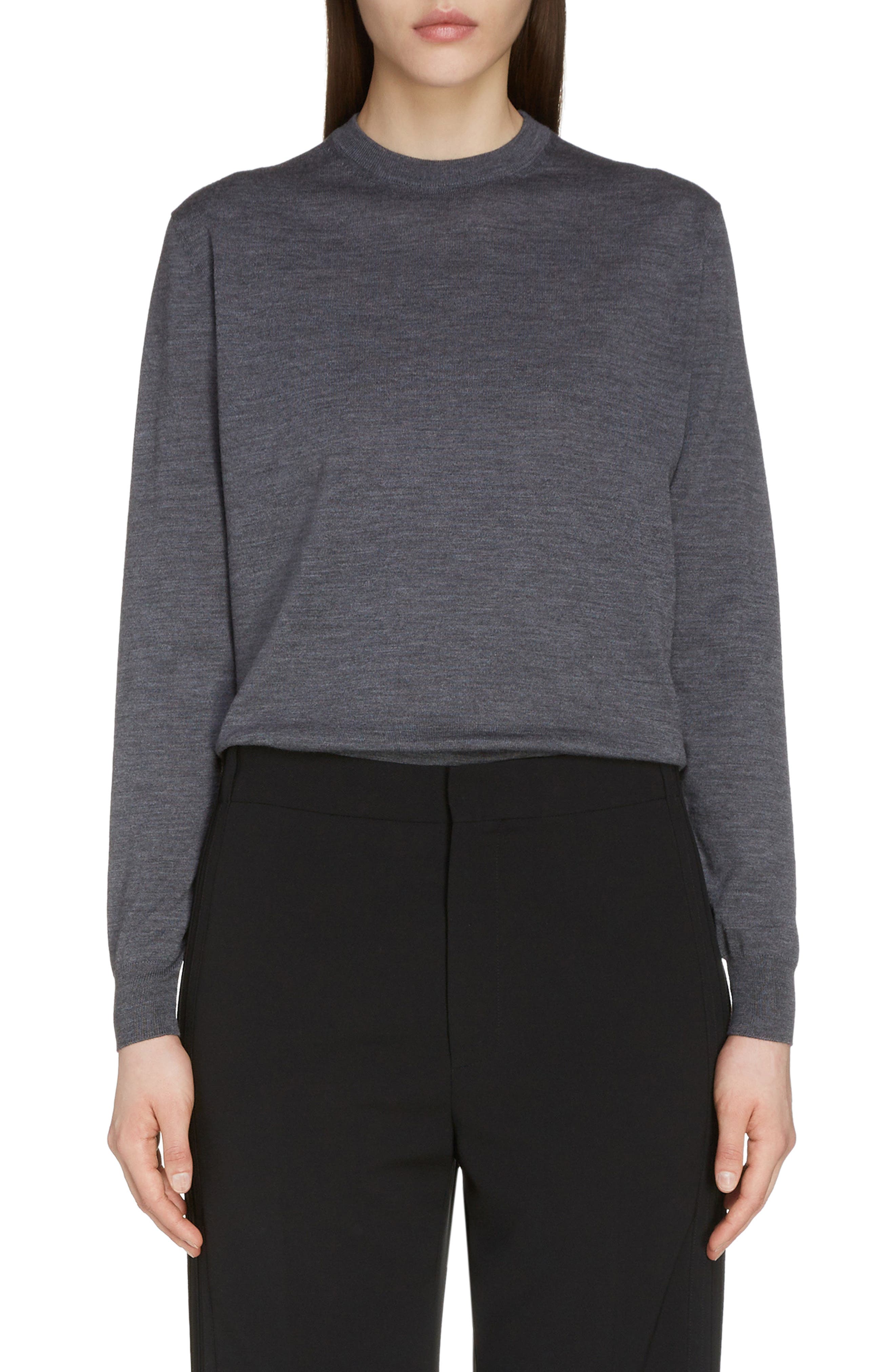 Balenciaga Interlocking Bb Logo Wool Sweater, Grey
