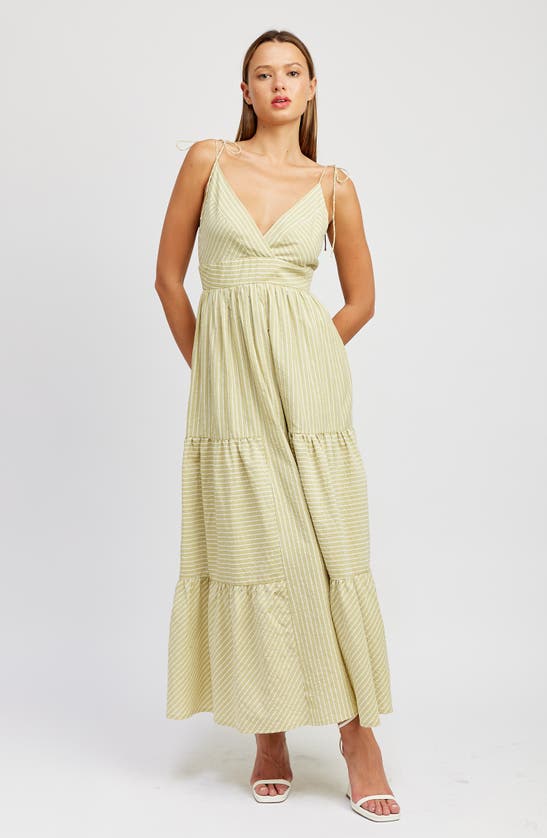 Shop En Saison Amara Stripe Cotton Blend Maxi Dress In Spring Green