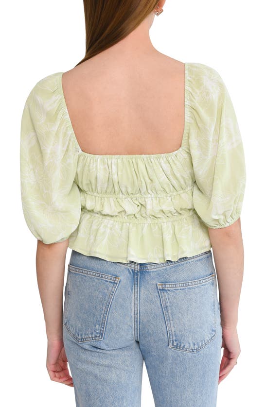 Shop Wayf Avra Sweetheart Neck Peplum Top In Sage Sketch