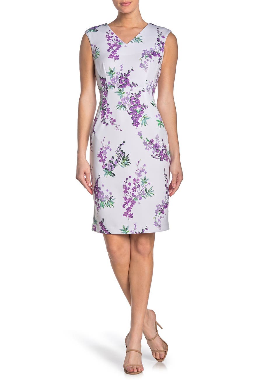 T Tahari Sleeveless V Neck Floral Print Dress Nordstrom Rack 