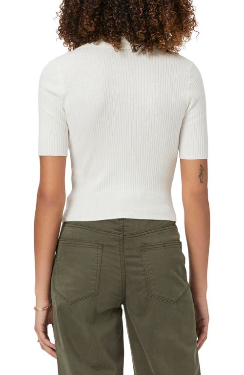 Shop Paige Lianne Short Sleeve Cotton Blend Polo Sweater In Ivory