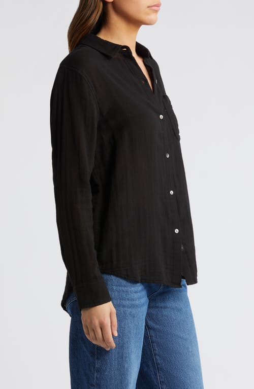 Shop Rails Ellis Cotton Gauze Button-up Shirt In Black