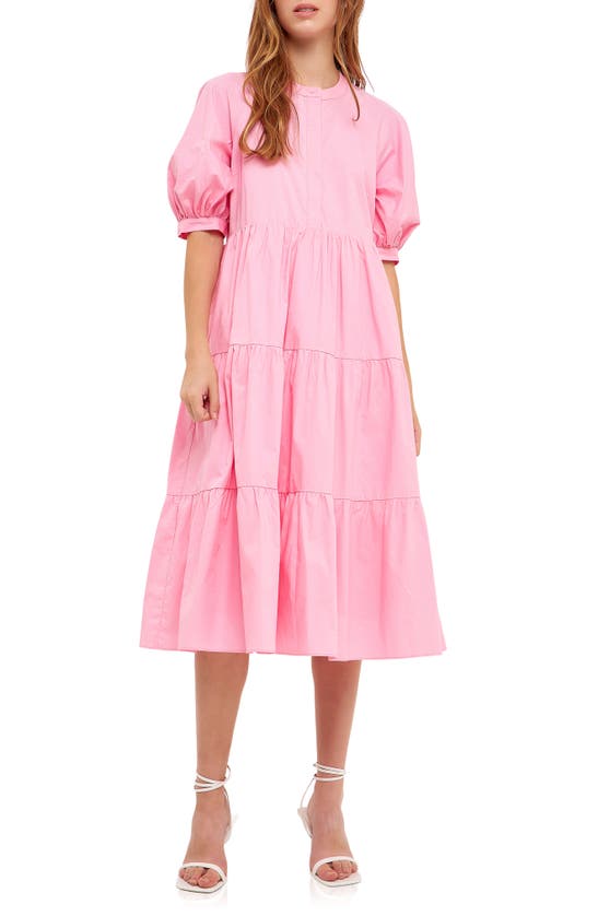 English Factory Puff Sleeve Dress In Pink