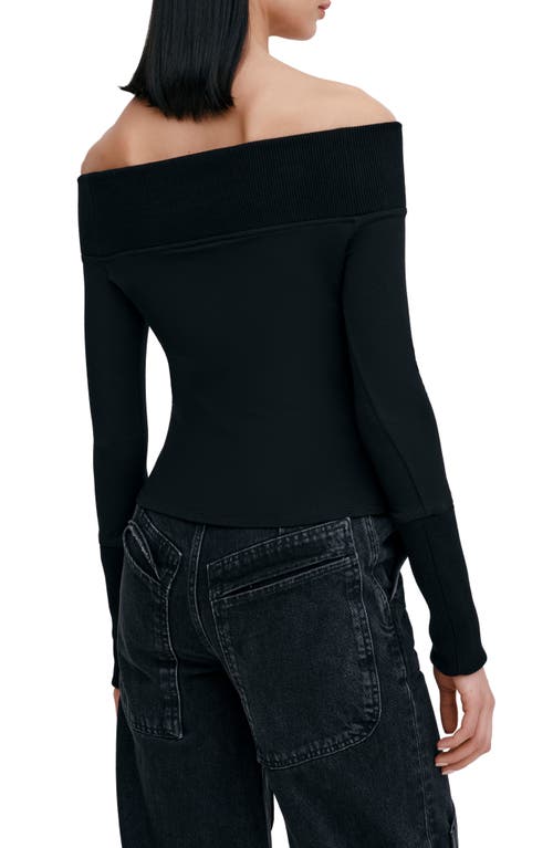 Marcella Tilly Off The Shoulder Knit Top In Black