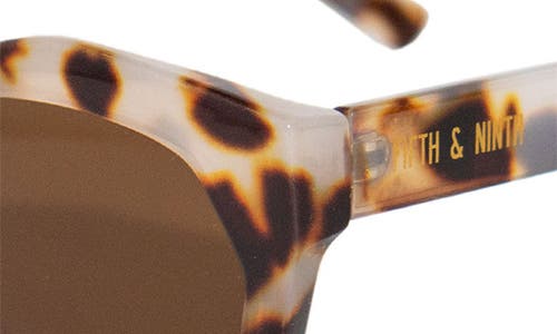 Fifth & Ninth Clara 50mm Polarized Small Geometric Sunglasses In White Torte/brown