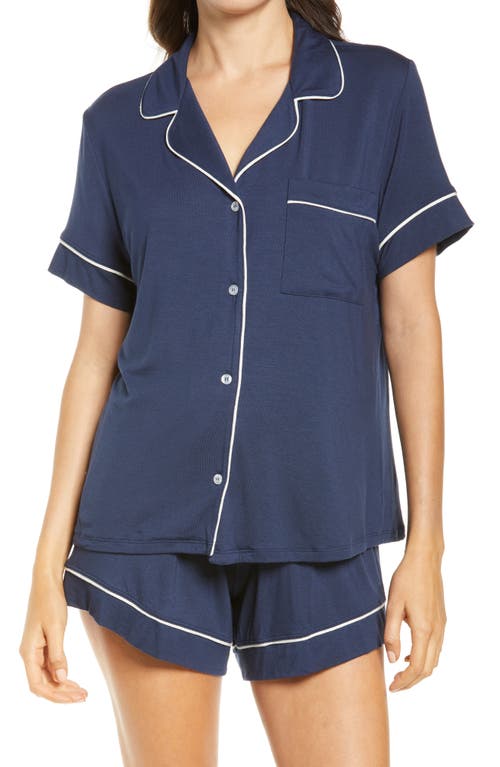 Eberjey Gisele Relaxed Jersey Knit Short Pajamas In Navy/ivory