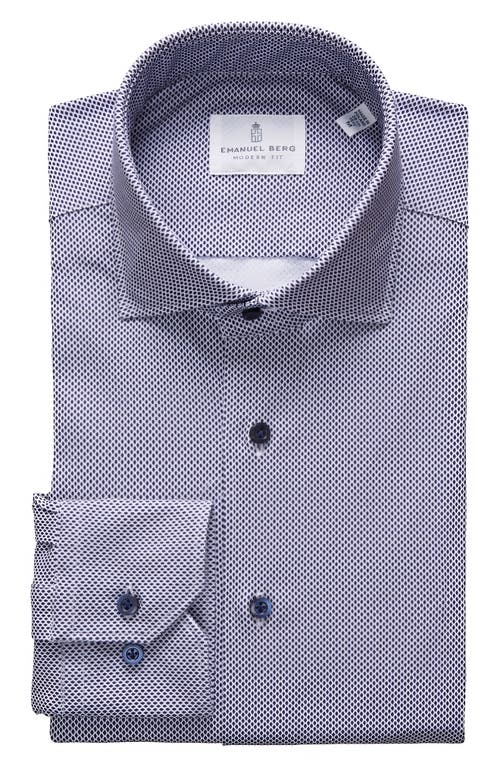 Shop Emanuel Berg Modern Fit 4flex Knit Dress Shirt In Navy