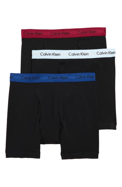 Calvin Klein Men's Cotton Stretch 3 Pack Boxer Briefs, Raleigh  Stripe/Majolica, M 