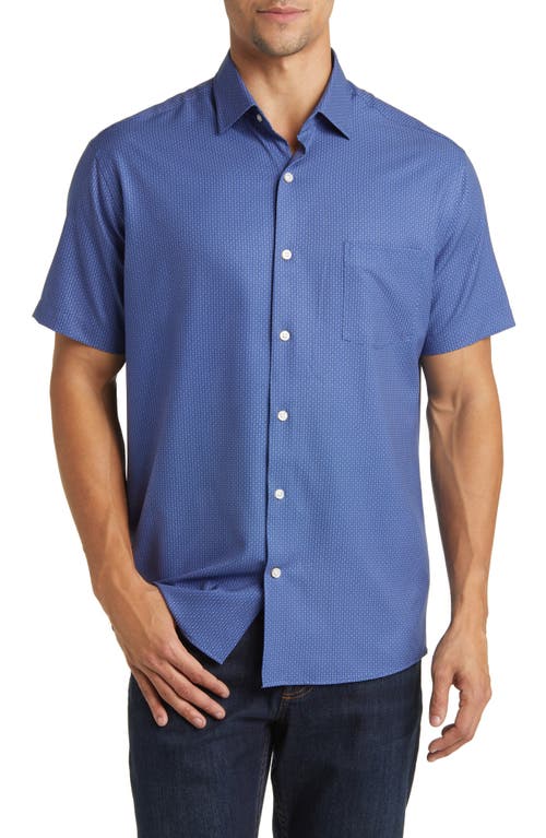 Peter Millar Bloques Print Performance Poplin Short Sleeve Button-Up Shirt at Nordstrom,