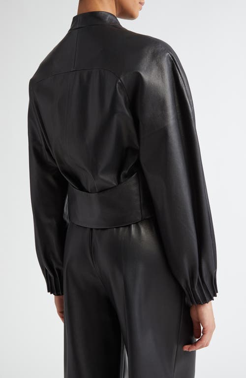 Shop Fforme Aram Raglan Sleeve Leather Jacket In Black