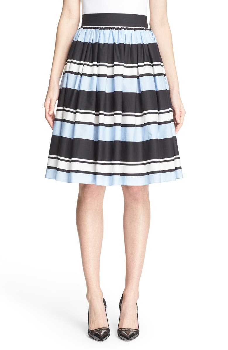 DOLCE&GABBANA Stripe Cotton Poplin Skirt, Main, color, BLUE/ BLACK