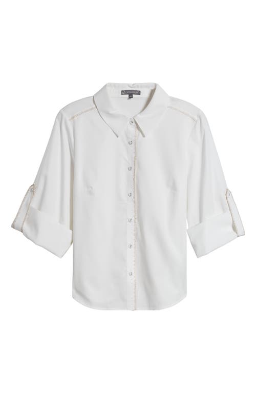 Wit & Wisdom Roll Tab Button-up Shirt In Off White