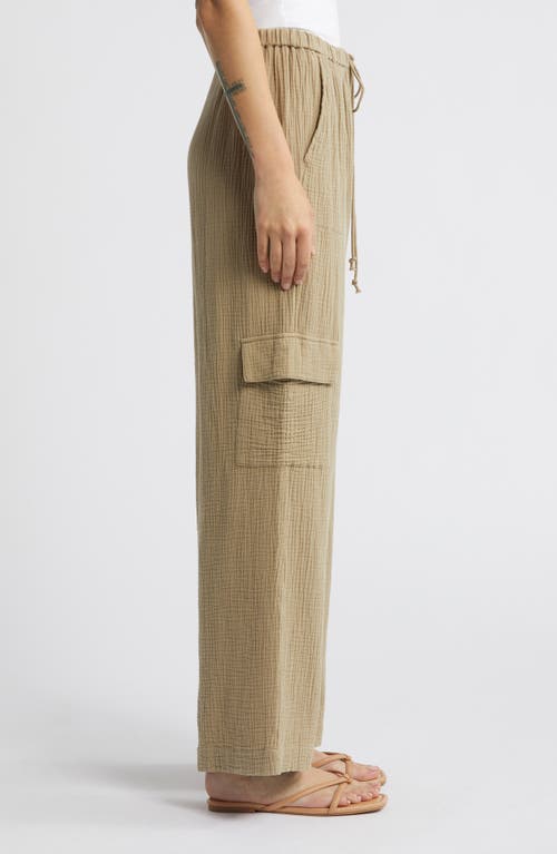 Shop Rails Christiano Wide Leg Cotton Gauze Cargo Pants In Olive