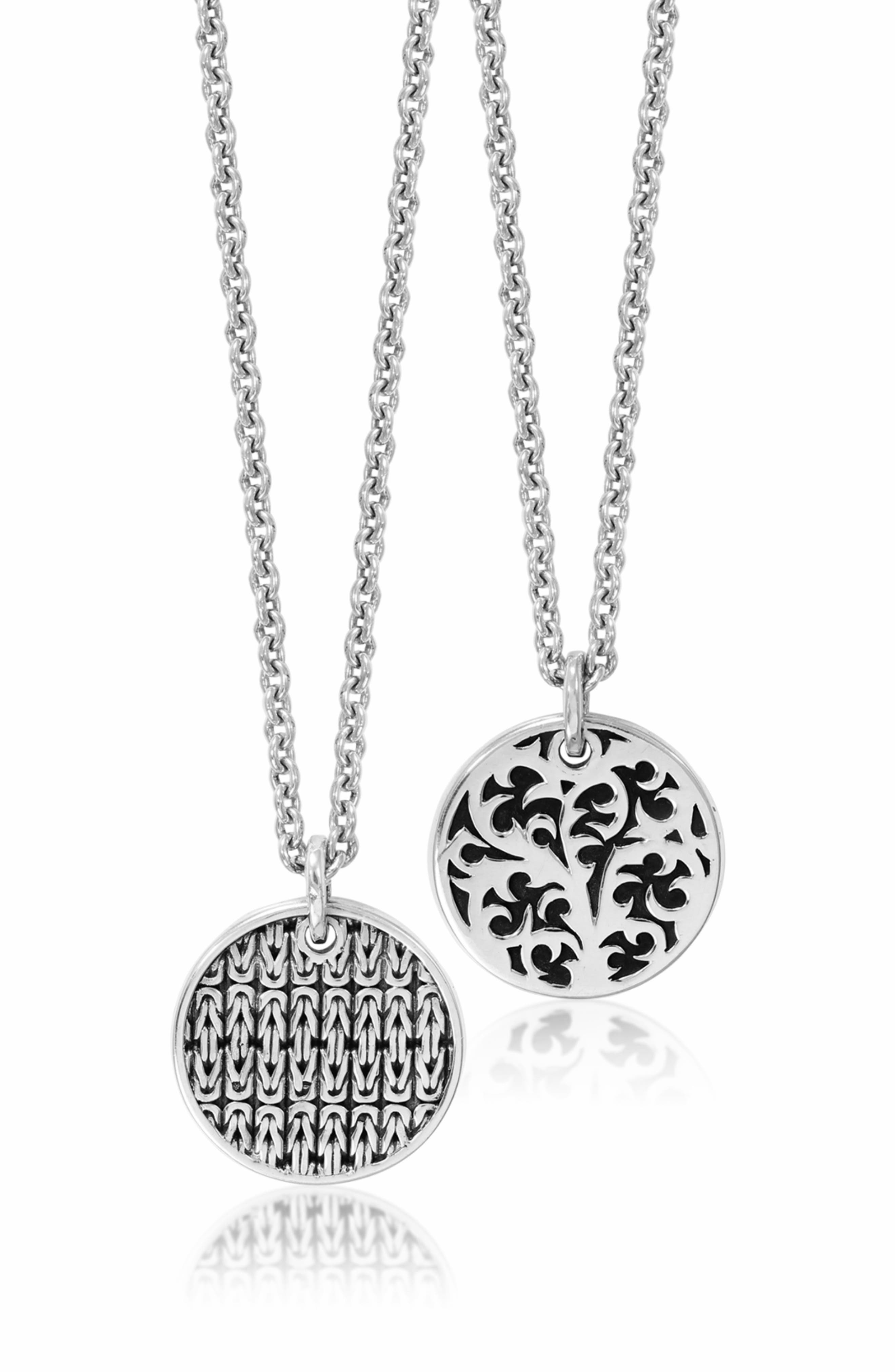 Lois Hill Sterling Silver Box Weave Scroll Medallion Pendant Necklace