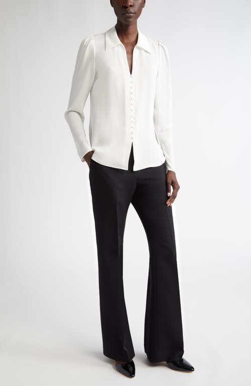 LAFAYETTE 148 LAFAYETTE 148 NEW YORK WIDE COLLAR PUFF SLEEVE SILK BLOUSE