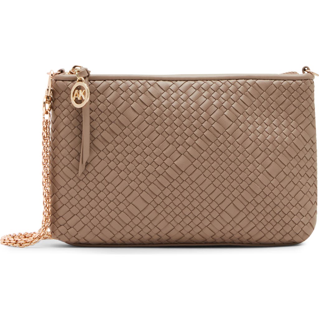 Anne Klein Grid Woven Crossbody In Truffle