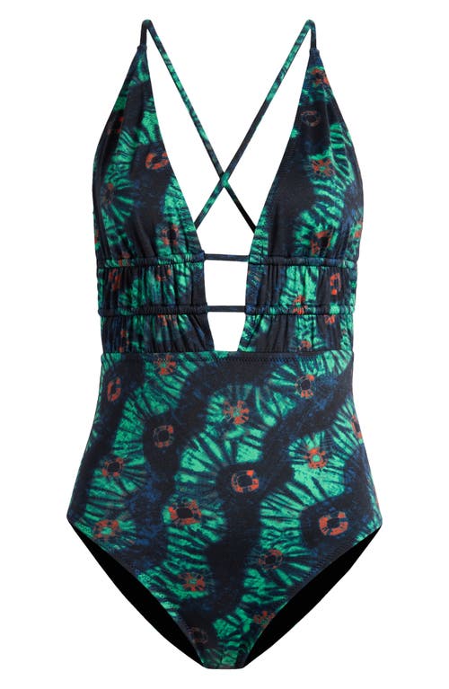 Shop Ulla Johnson Dioni Print One-piece Swimsuit In Oasis