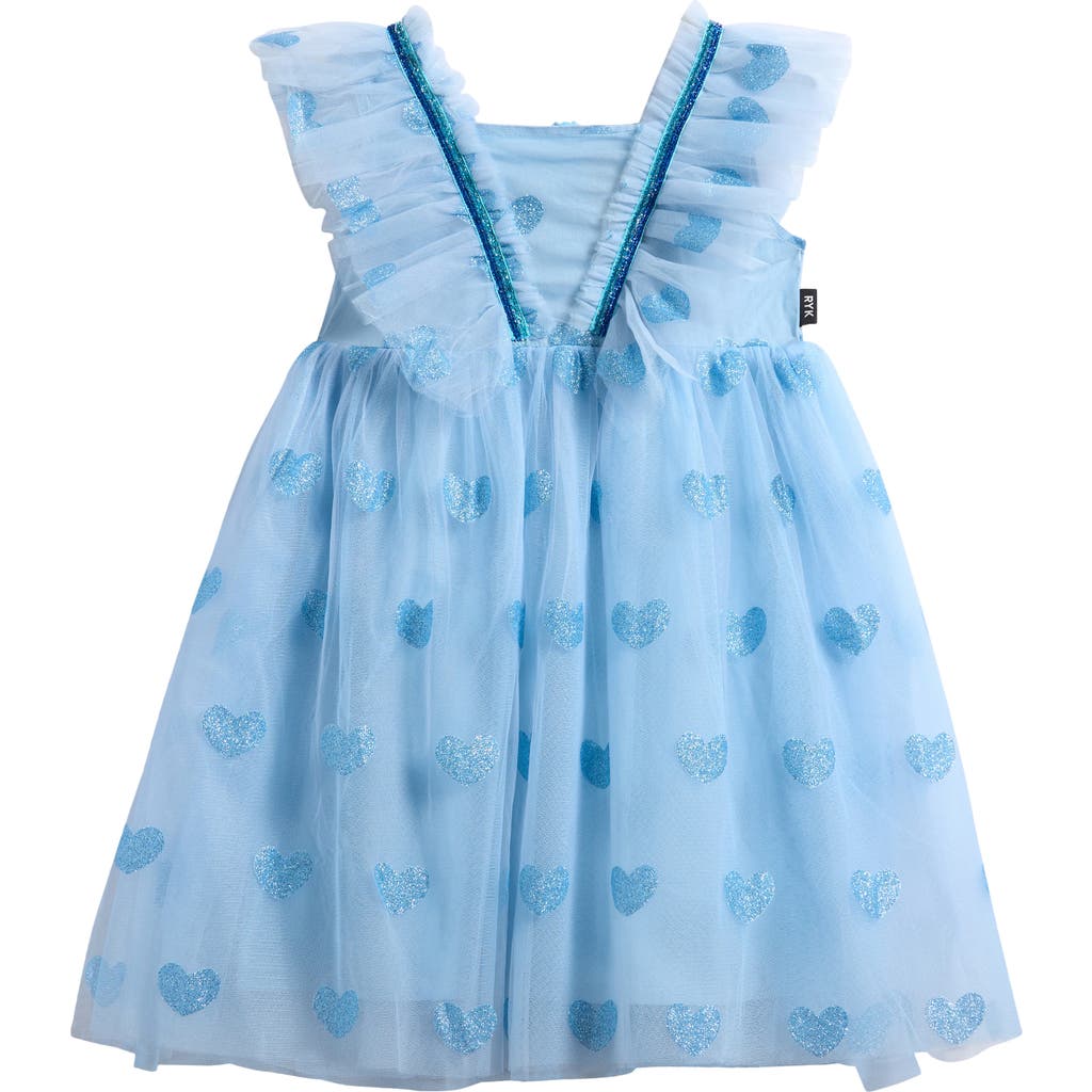 Rock Your Baby Kids' Glitter Heart Tulle Dress in Blue