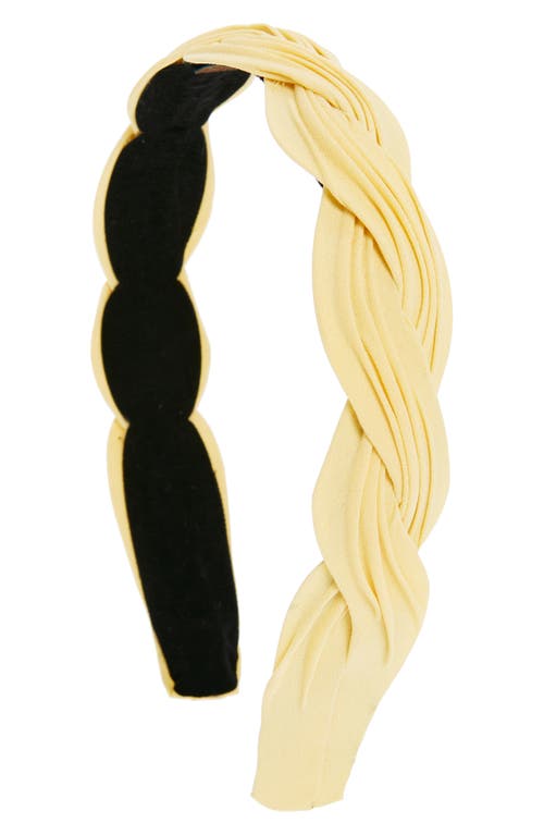 Tasha Braided Pleated Skinny Headband in Pastel Yellow at Nordstrom