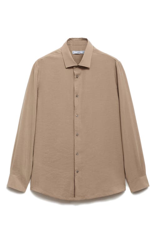 Mango Regular Fit Button-up Shirt In Medium Brown